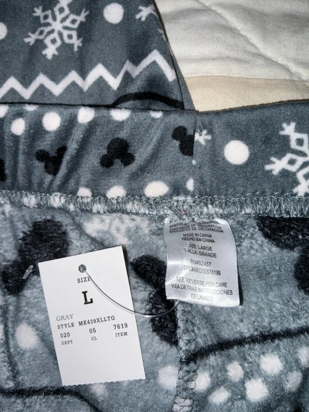 Disney, Pajama Set, Size Large, Gray, White & Black, Soft Plush - Picture 6 of 11